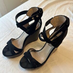 Jimmy Choo black wedges - very used